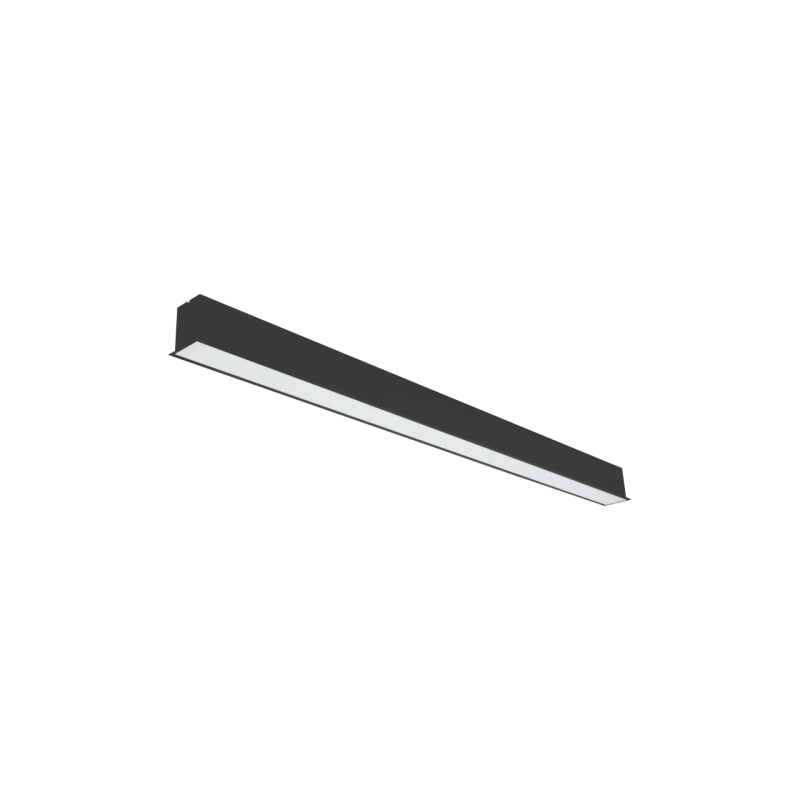 80W melns lineārs LED gaismeklis, iebūvējams griestos ESNA100_0-10V